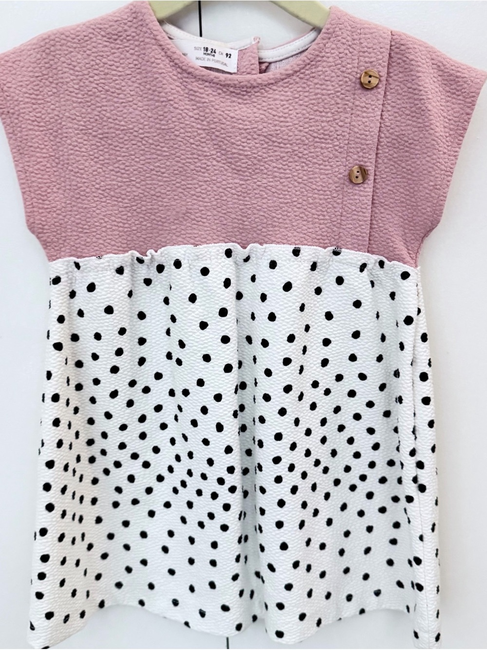 Zara Pink & White Textured Polka Dot Baby/Toddler Dress